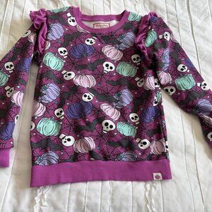 Cheeky Plum Girls Size 10 Halloween Pumpkins Skeletons Bats Pastel Sweatshirt